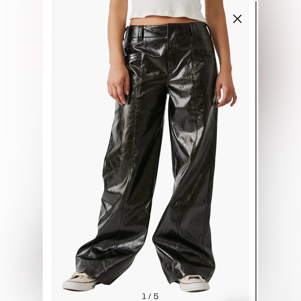 Free People Star Crossed Lovers Patent Leather Straight Leg Pants